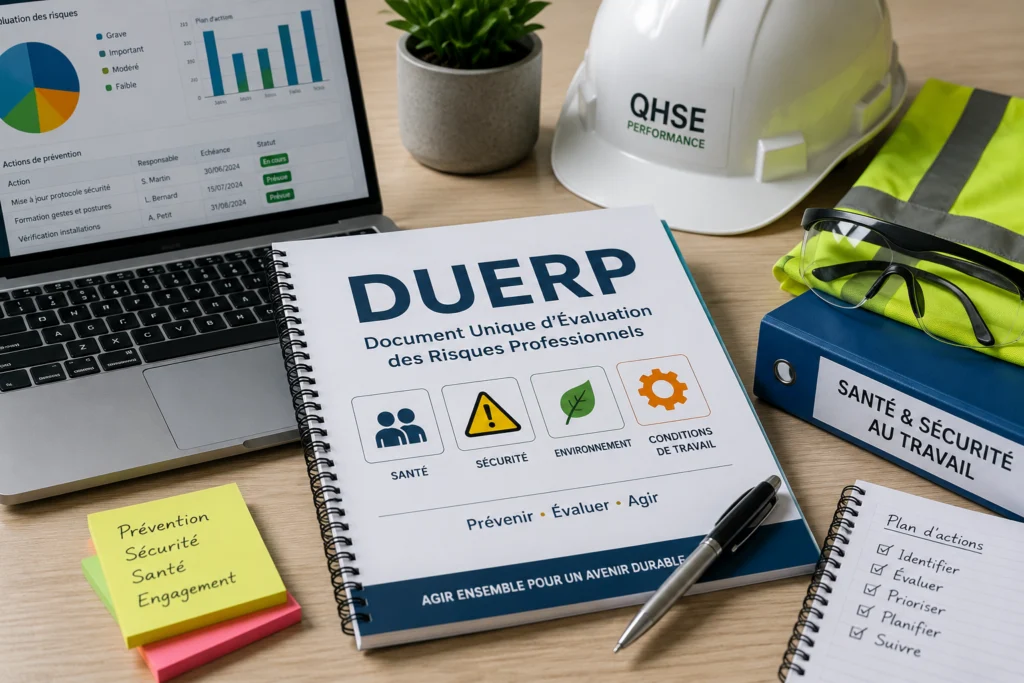 image document DUERP poser sur un bureau
