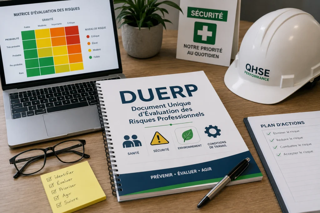 image document DUERP poser sur un bureau