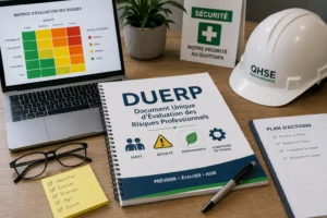 image document DUERP poser sur un bureau