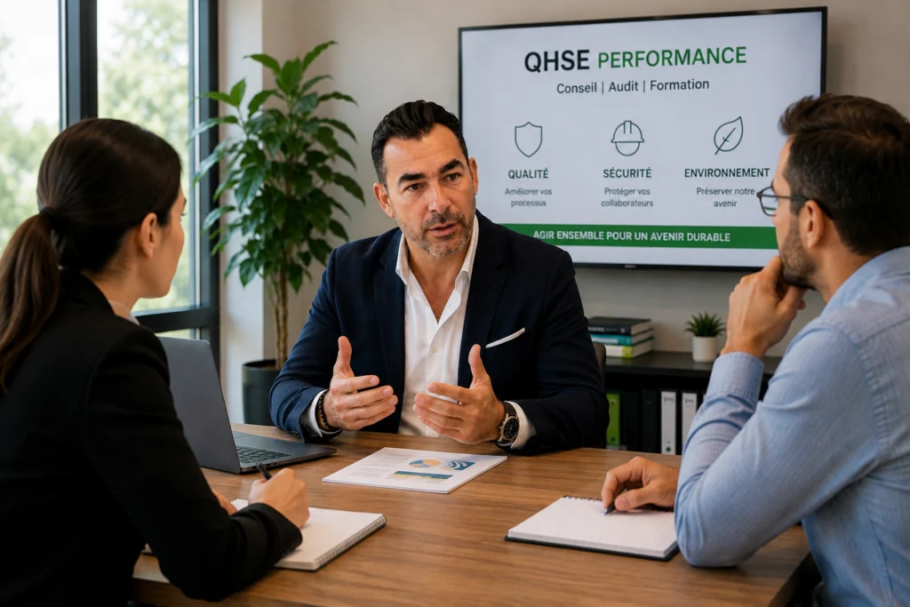 image de David qui discute avec des responsable de l'entreprise