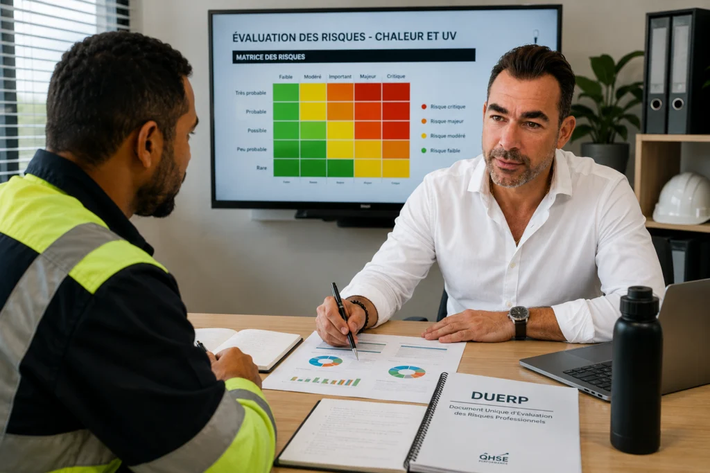 Image de David qui discute dans son bureau avec un chef de chantier