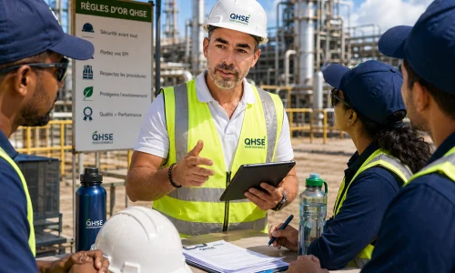 Image de David qui discute avec équipe de chantier