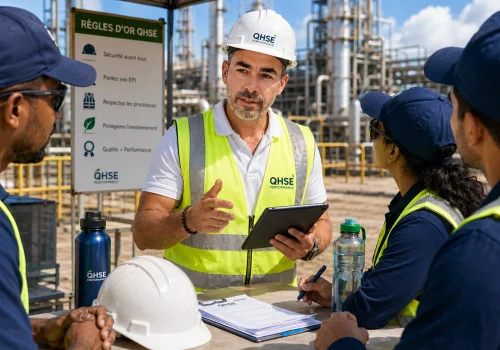 Image de David qui discute avec équipe de chantier